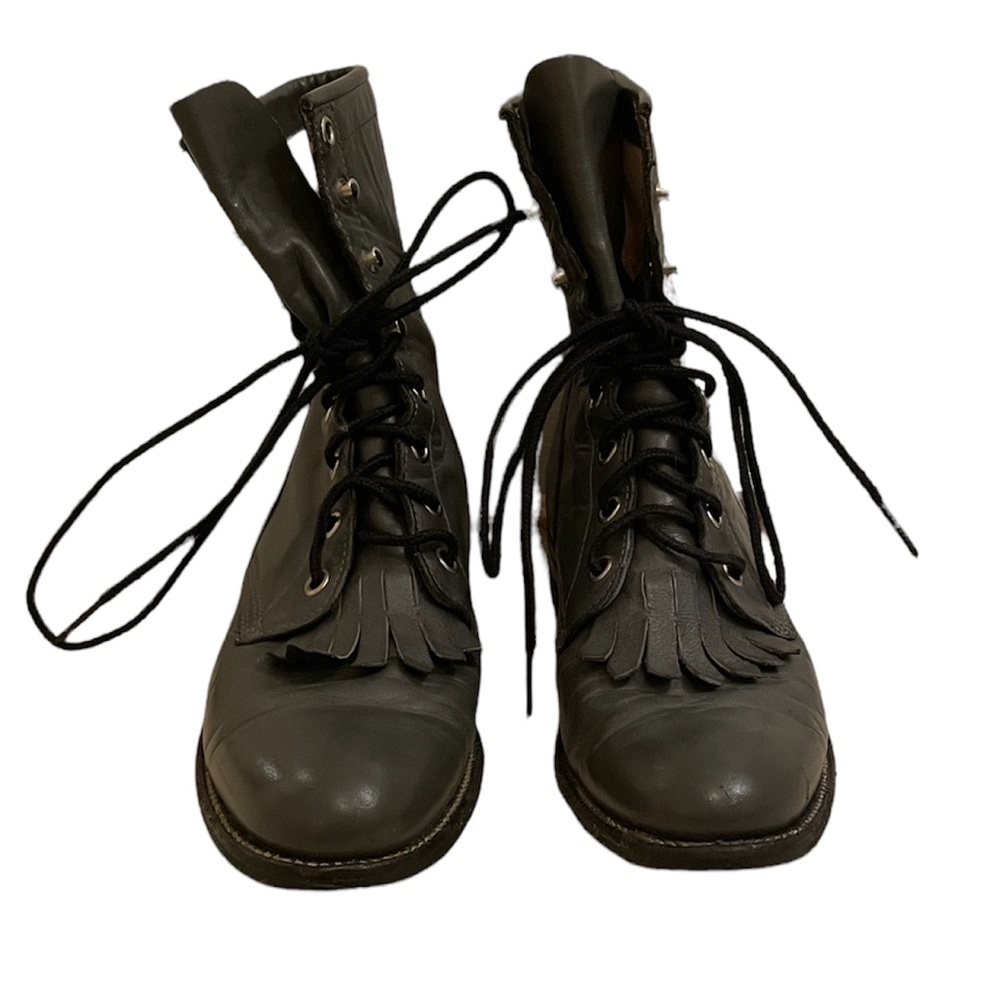 JUSTIN Boots Lace Up Roper Boots in Gray